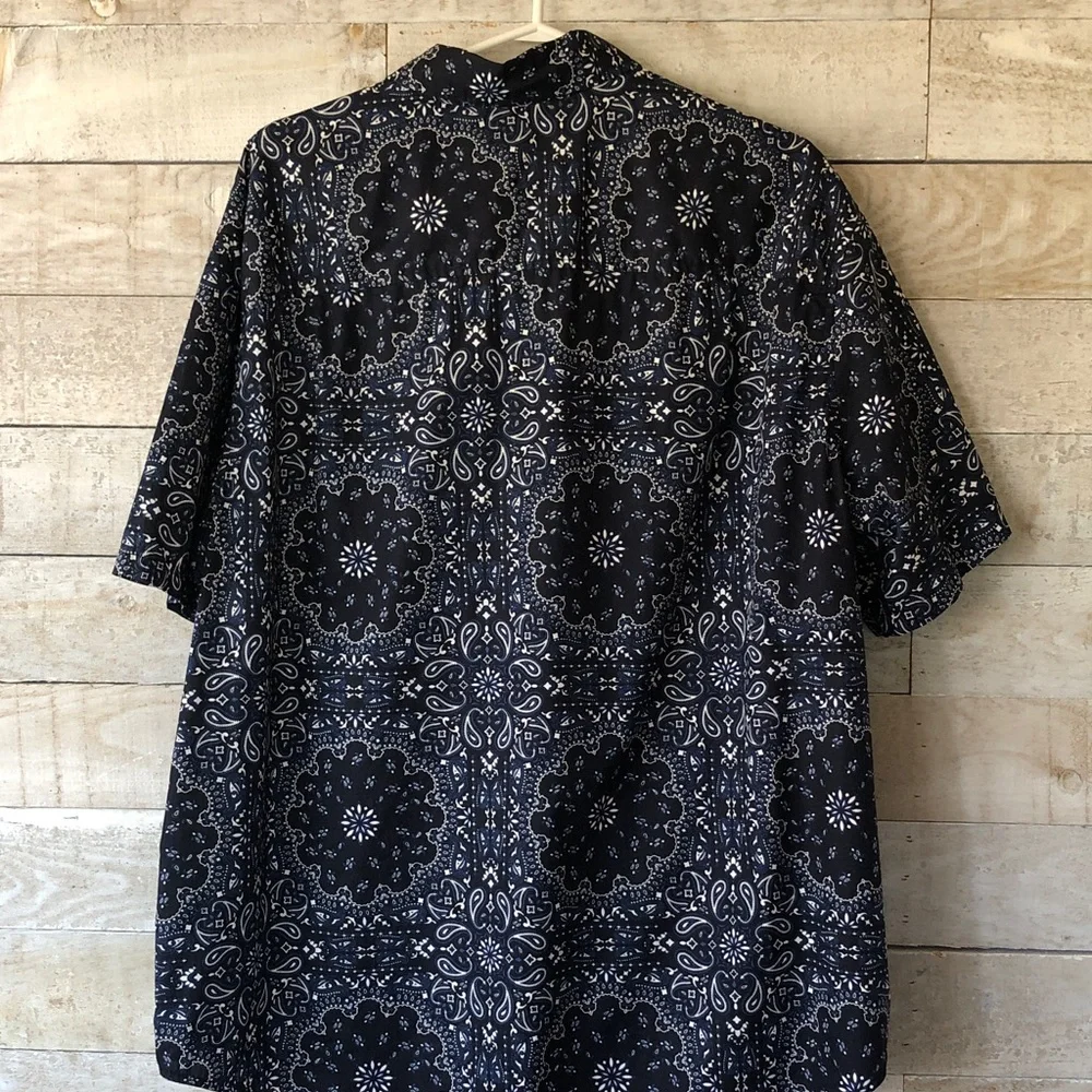 Navy blue handkerchief pattern paisley Shirt - Picture 2 of 7